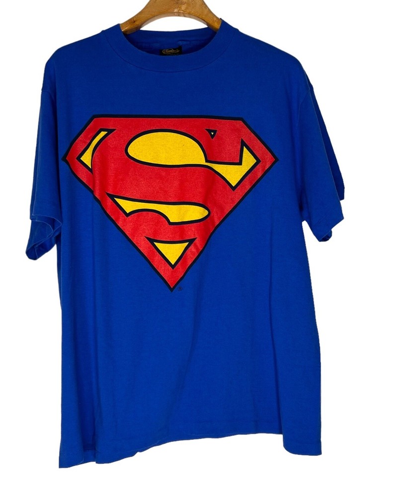 Vtg Changes T-shirt Men's Size XL Blue Short Sleeve Superman Logo Single Stitch