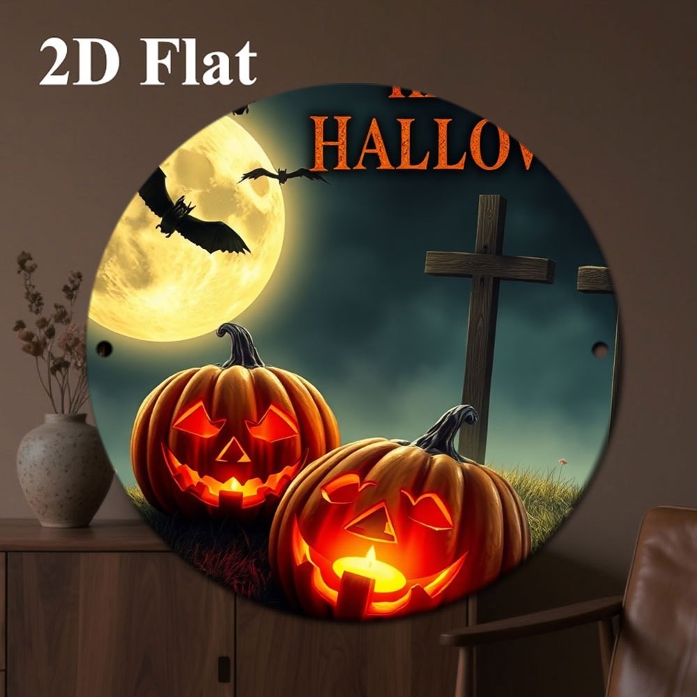 Vintage Glowing Jack O Lantern Halloween Metal Wall Light