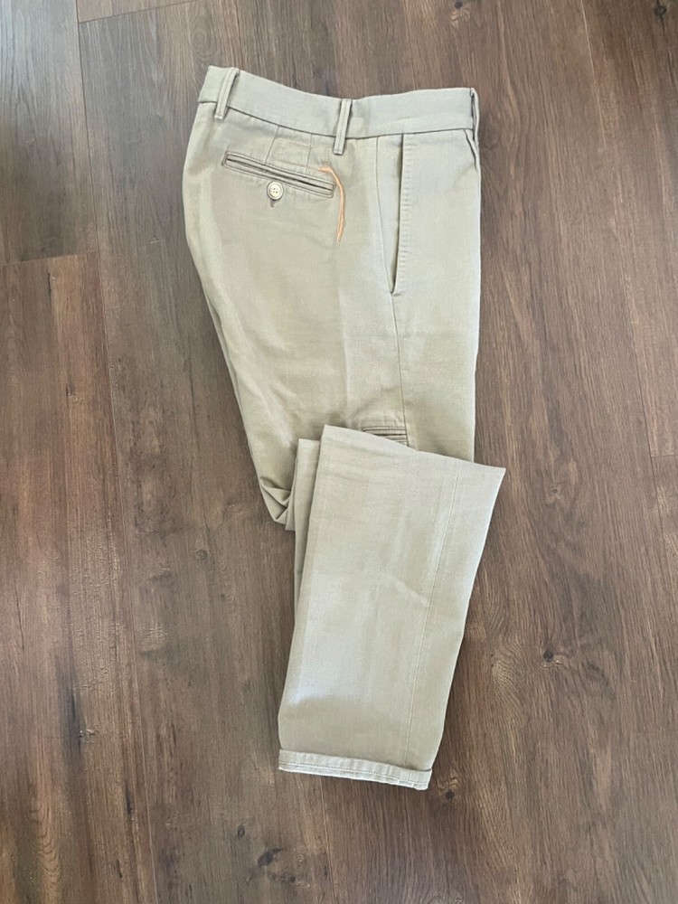 Size 30 Fortela Pences Khaki Beige Double Pleat Cotton Selvedge Chinos Italy