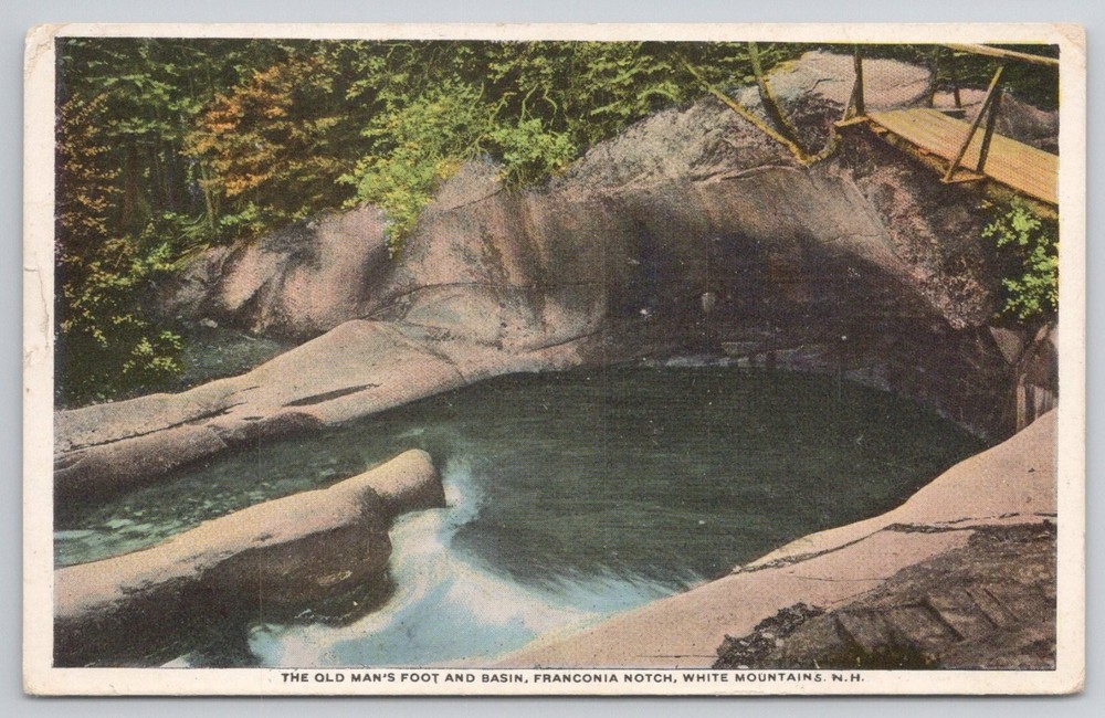 Old Man's Foot & Basin Franconia Notch White Mountains NH 1910 Postcard