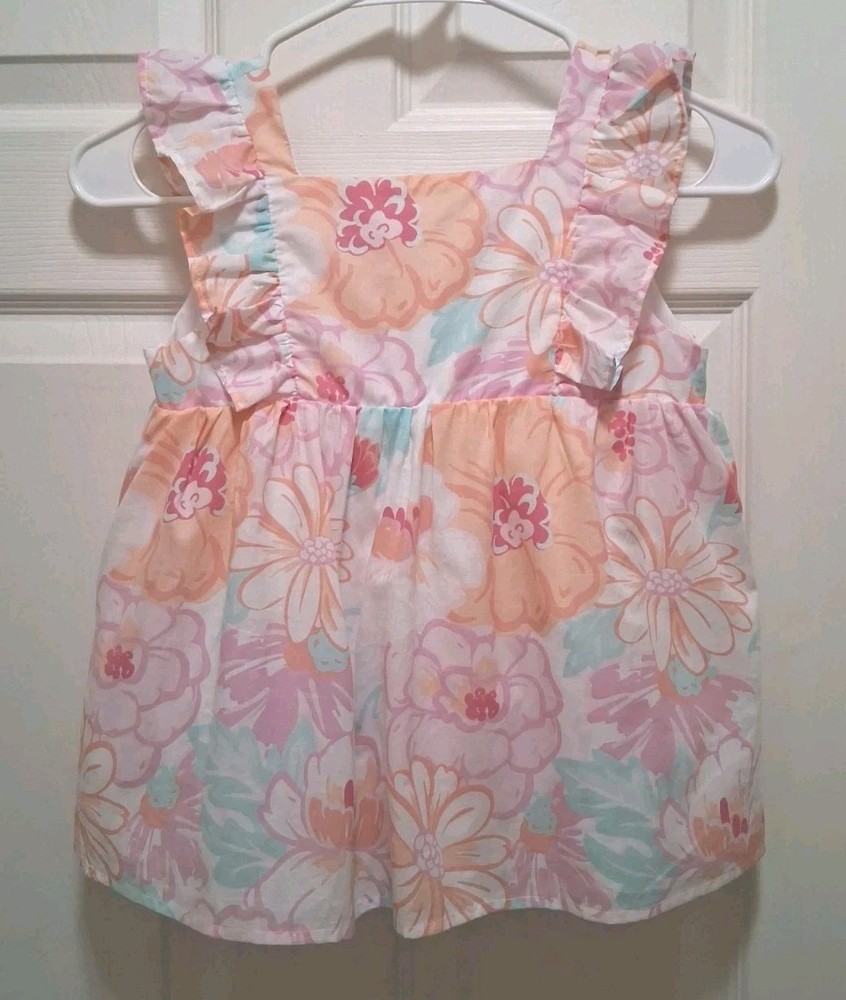 NWOT Cynthia Rowley Ruffled Pastel Floral Top Peek-A-Boo Back Girls Size M 7/8