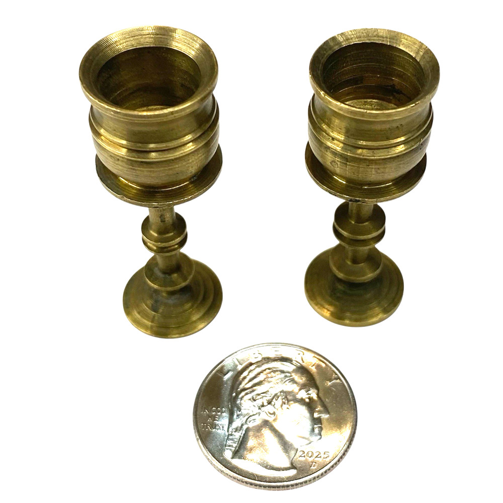 Brass Miniature Candle Sticks 1 3/4” Mini Candle Holder Set of 2 Dollhouse