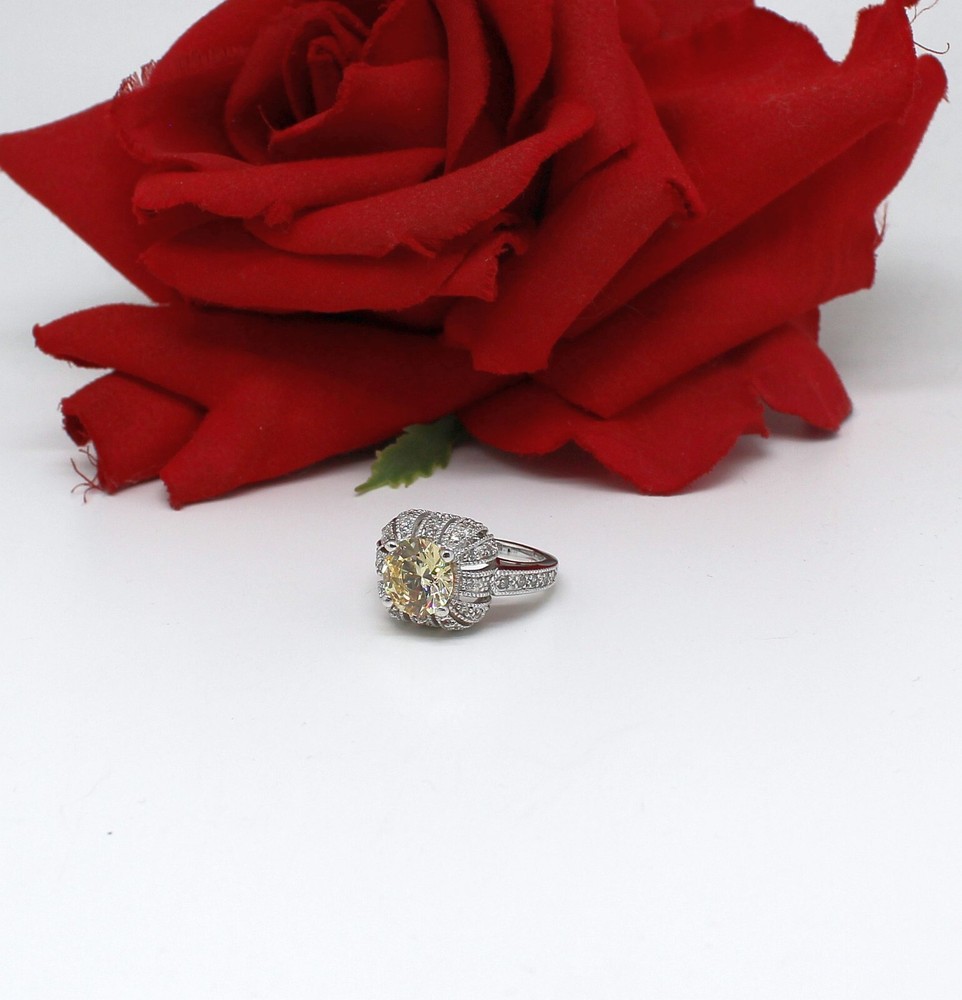 Sterling Silver Joseph Esposito Yellow  CZ  Ring Size 6 6.17g CAT RESCUE