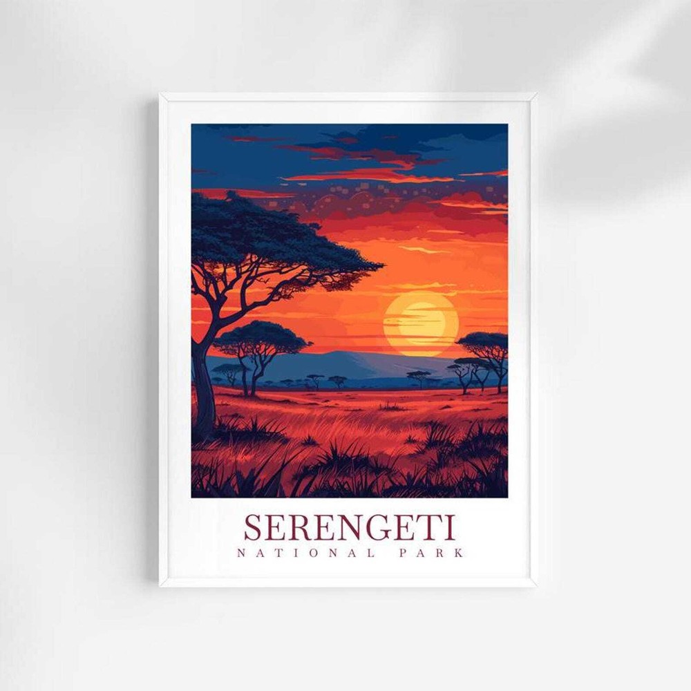 Serengeti National Park Travel Print Tanzania Wall Art Africa Wall Hanging Home
