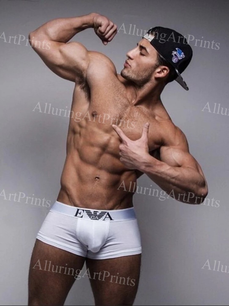 Male Model Photo Print Muscular Handsome Shirtless Hunk Jock Abs -S111