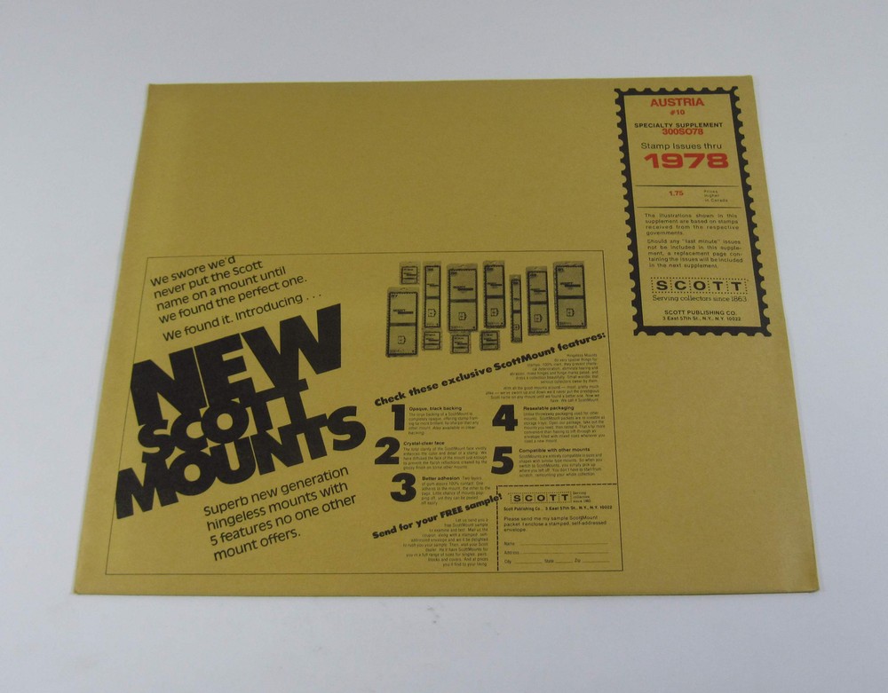 Scott Austria #10 1978 Specialty Supplement 300SO78 Stamp Album Pages