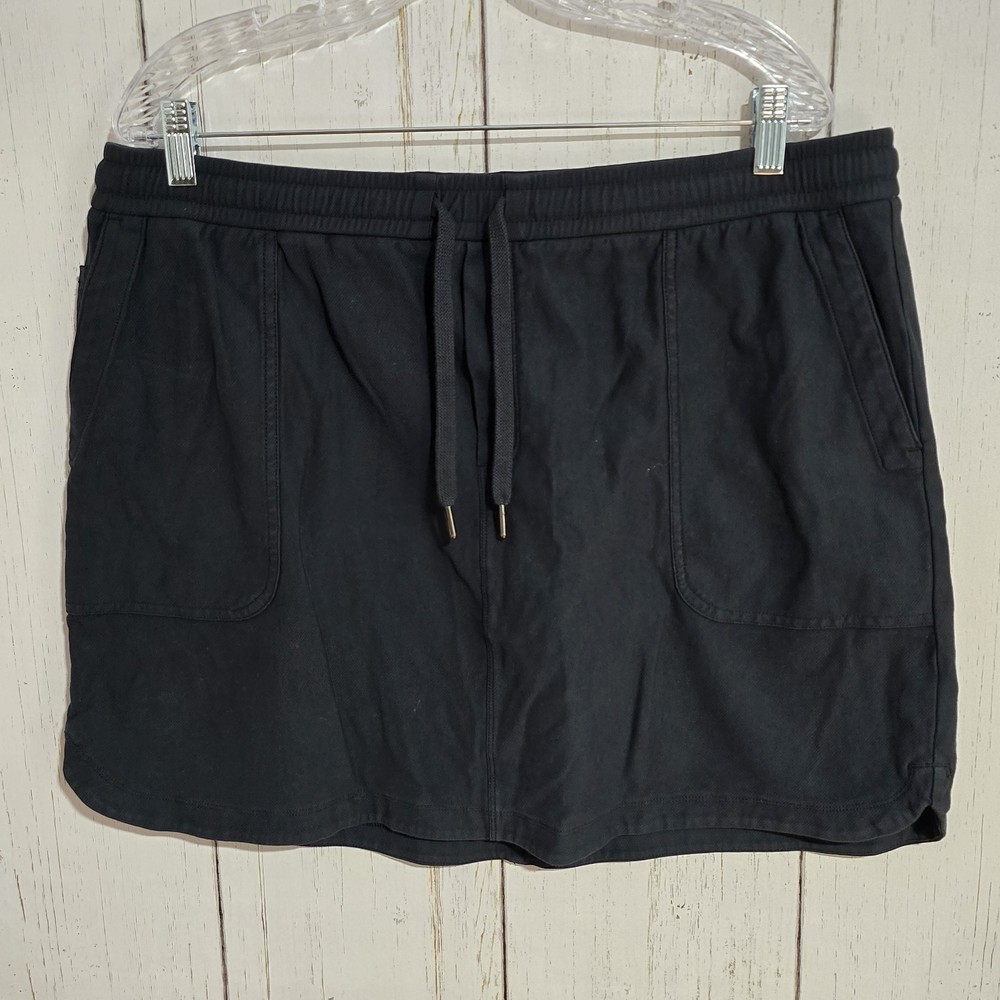 Athleta Womens Farallon Skirt XL Black Pull On  Pockets Athleisure Drawstring