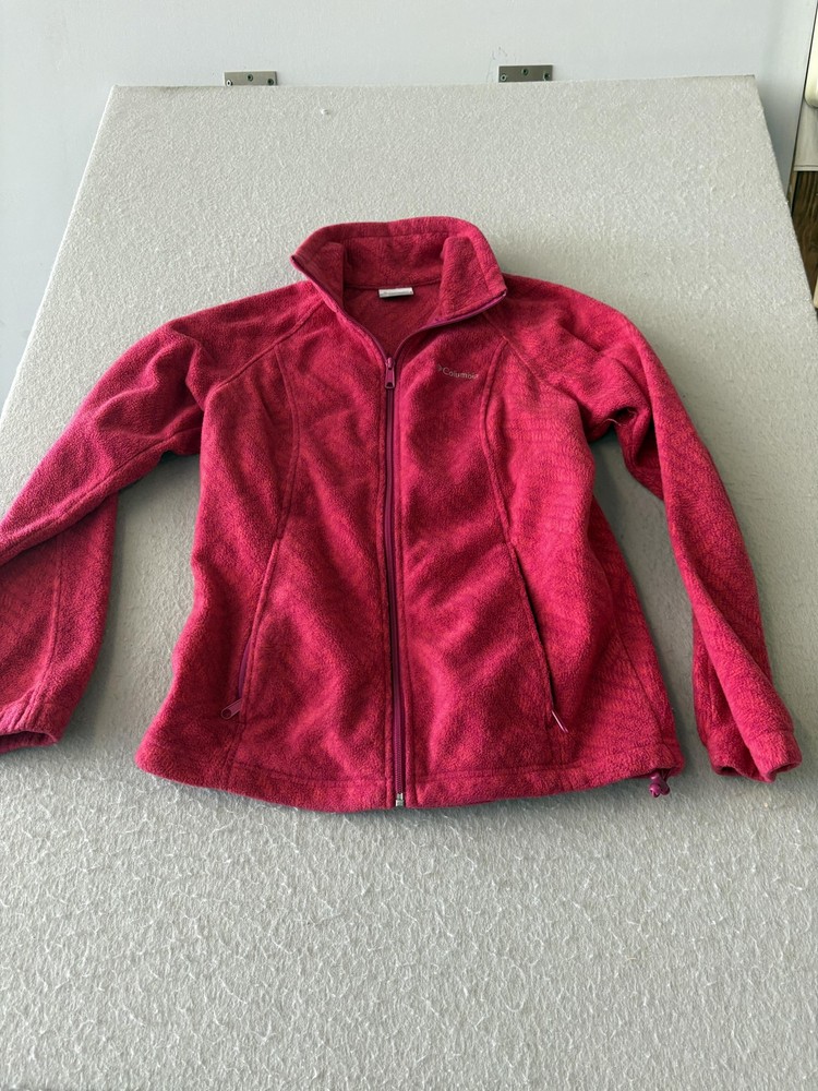 Columbia Jacket Womens Small Pink Fleece Full Zip Lightweight Collar Pockets