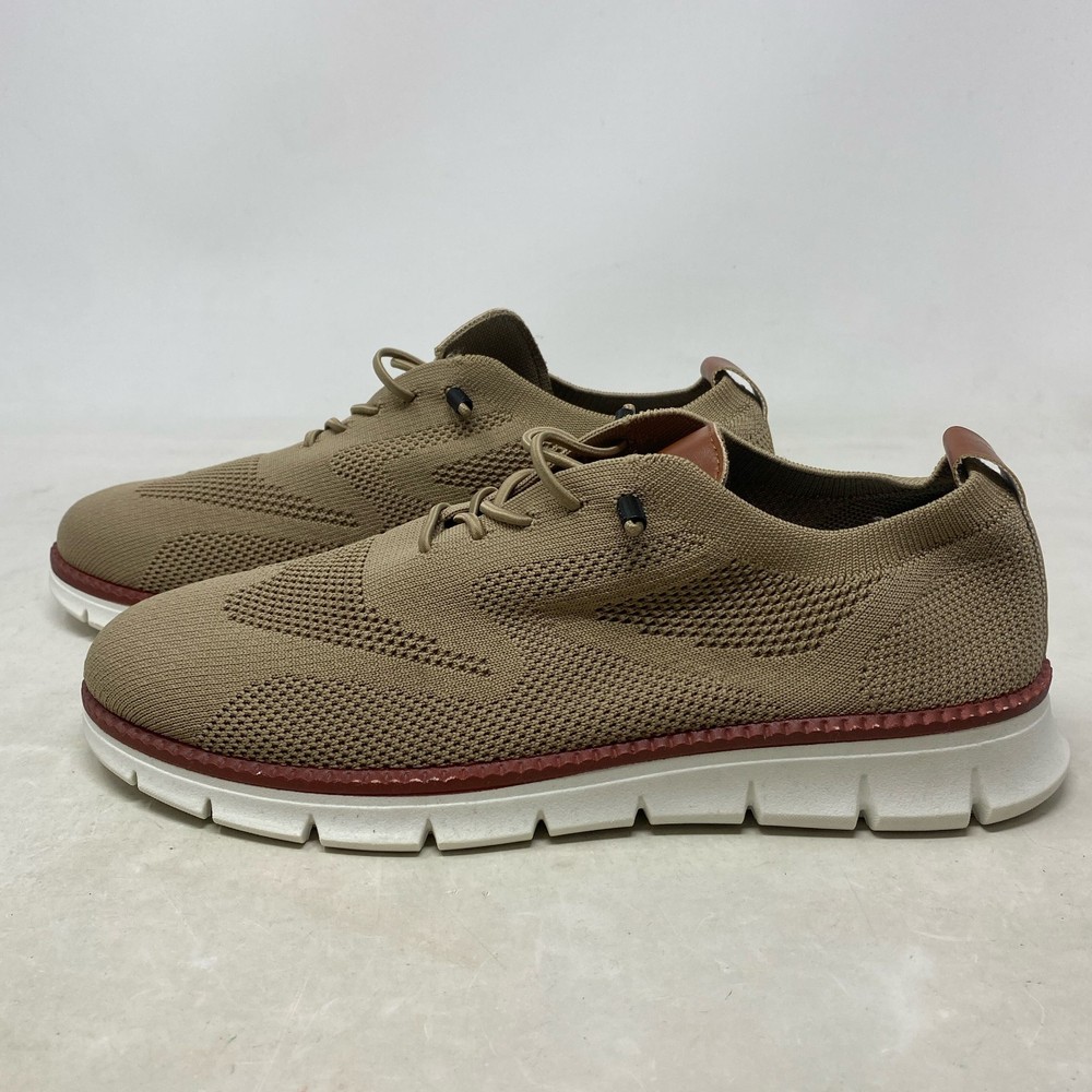 Wearbreeze Men’s Knit Oxford Mesh Dress Sneaker - Khaki, Size 10.5