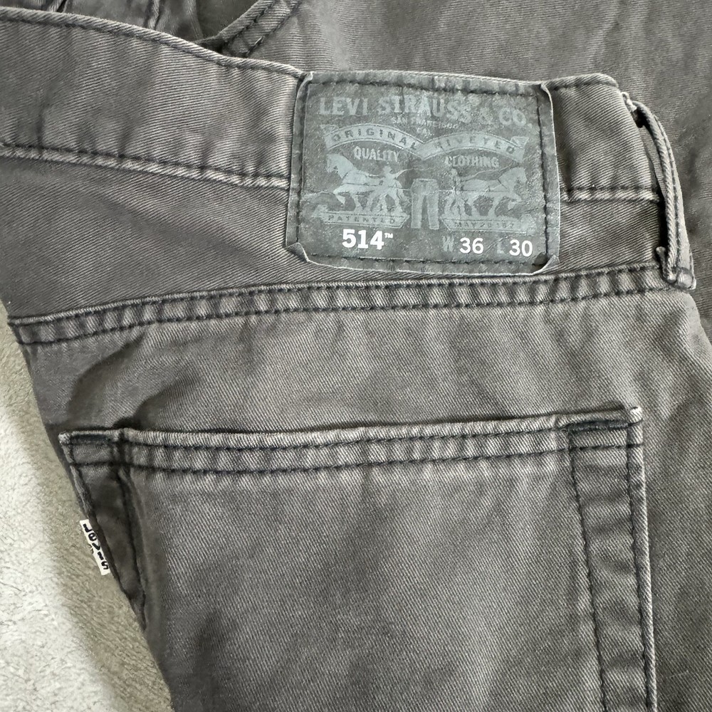 Levis 514 Men’s 36x30 Straight Leg Solid Gray Jeans