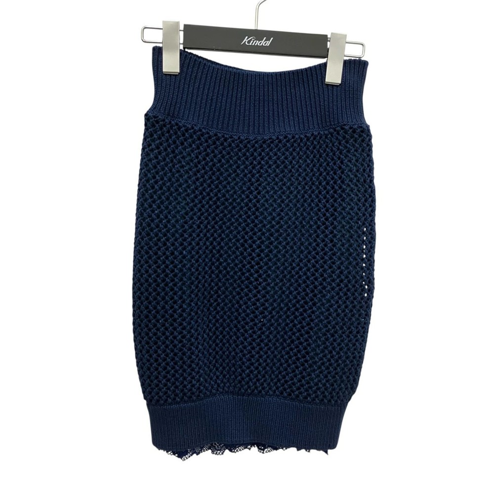 Sacai Luck Navy Skirt 1 Vintage Used Mid-Length Cotton Blend Excellent Condition