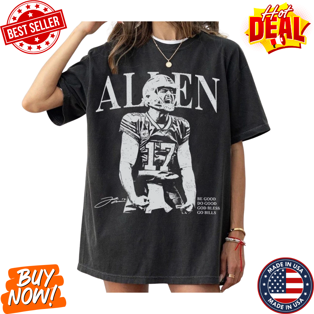 Josh Allen Retro Inspired T-Shirt, Football Fan Shirt, God Bless Go Bills Tee