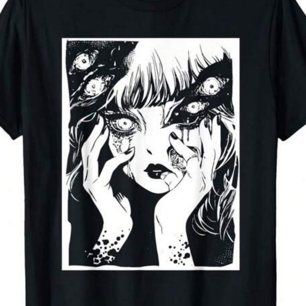 Horror Anime T Shirt Creepy Manga Japanese Harajuku Graphic Casual Tee