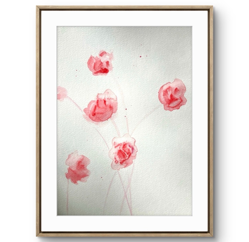 TITA PAINTZ Original Art Painting Roses Flower Watercolor Paper 9x12 Painting