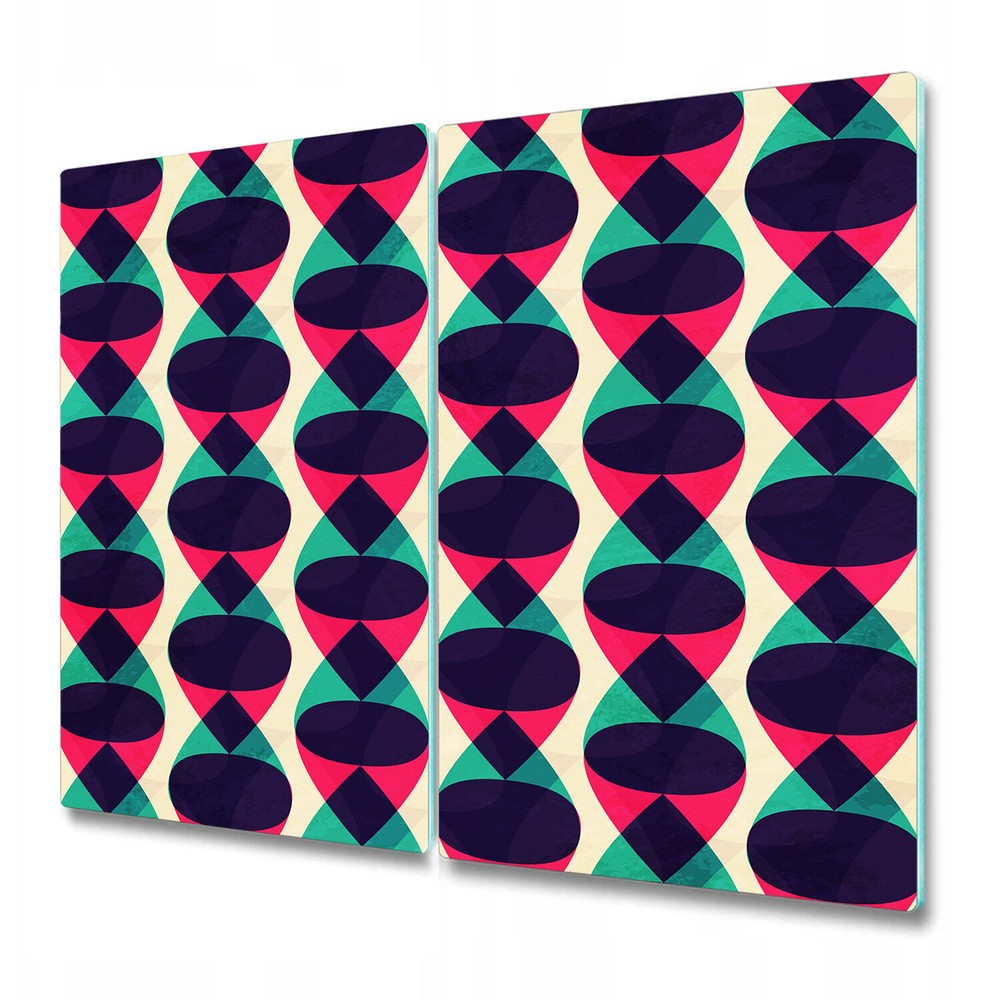 Glass Surface Protector Worktop saver Zigzag grunge purple green and pink