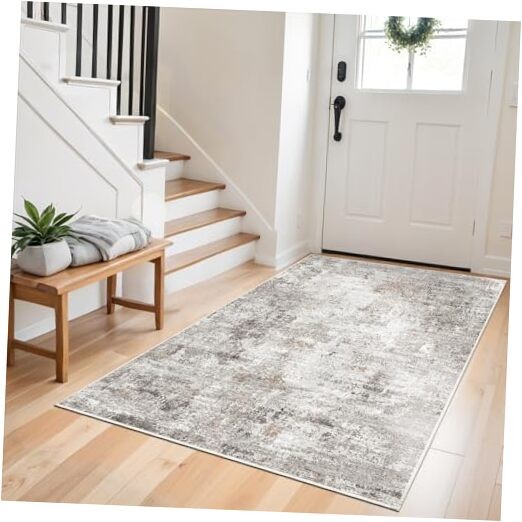 Washable Non-Slip 3x5 Entryway Rug - Soft Low-Pile Thin Small Area Rug