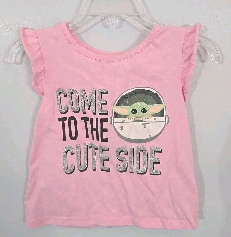 Star Wars Baby Yoda Grogu Toddler Girls T Shirt 2T Pink “Come To The Cute Side”