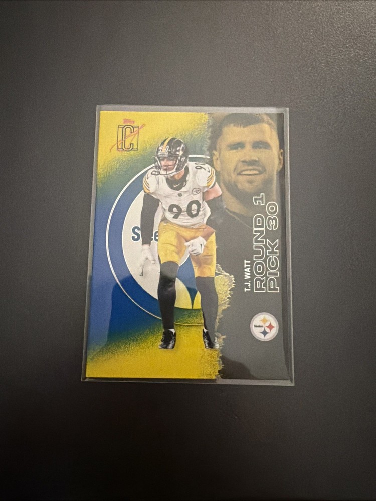 2025 Topps Signature Class Football - T.J. Watt Card 96 Blue & Yellow