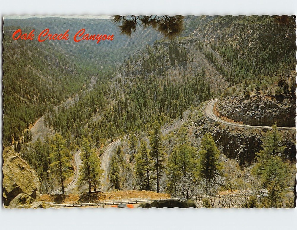 Postcard Famous Oak Creek Canyon Switchback Road, Arizona, USA