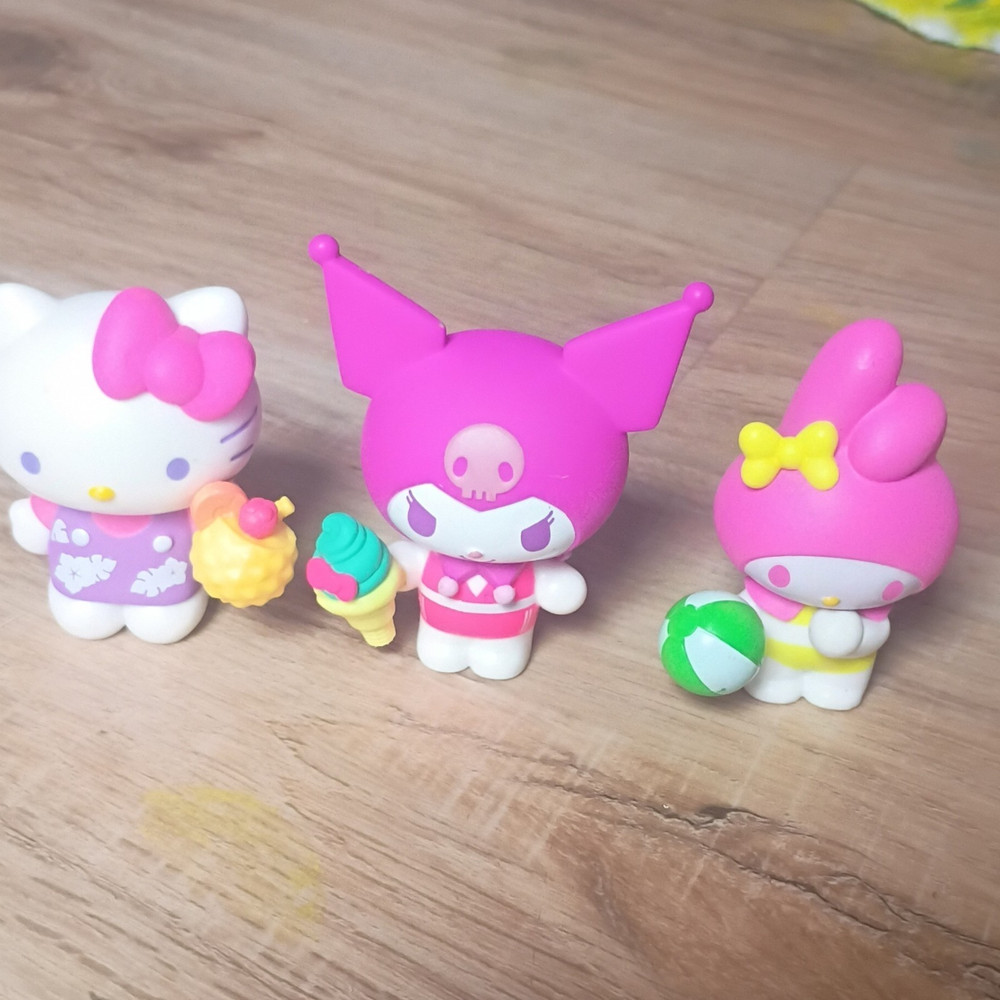 Sanrio Hello Kitty Kuromi My Melody Mini Figurine Set Lot of 3 Plastic