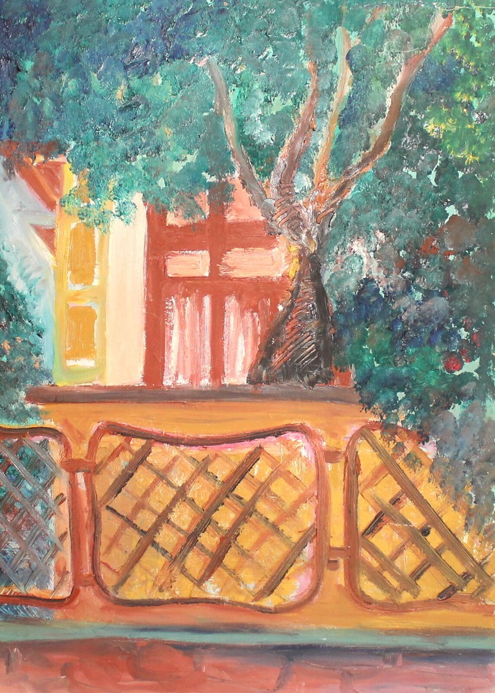 Vintage expressionist oil painting landscape
