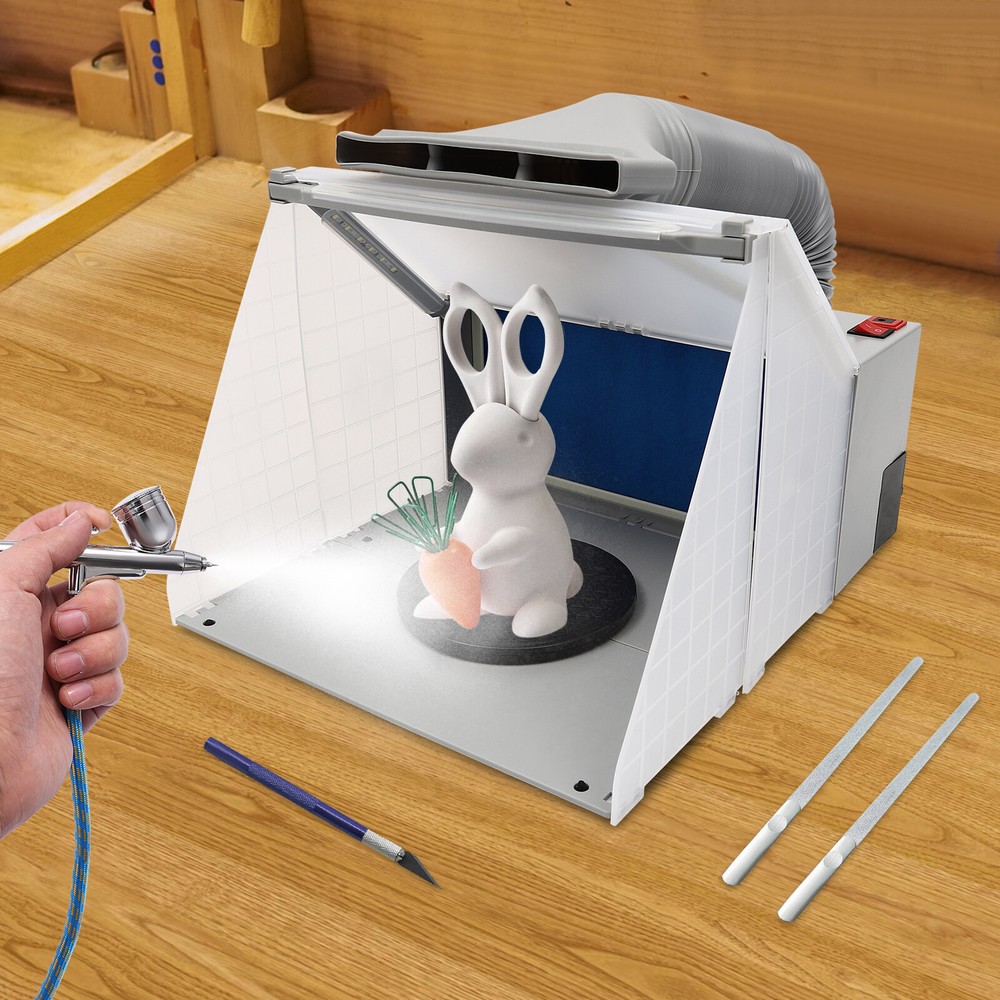 Airbrush Paint Spray Booth Kit Exhaust Filter LED Light Set DIY w/ Compressor