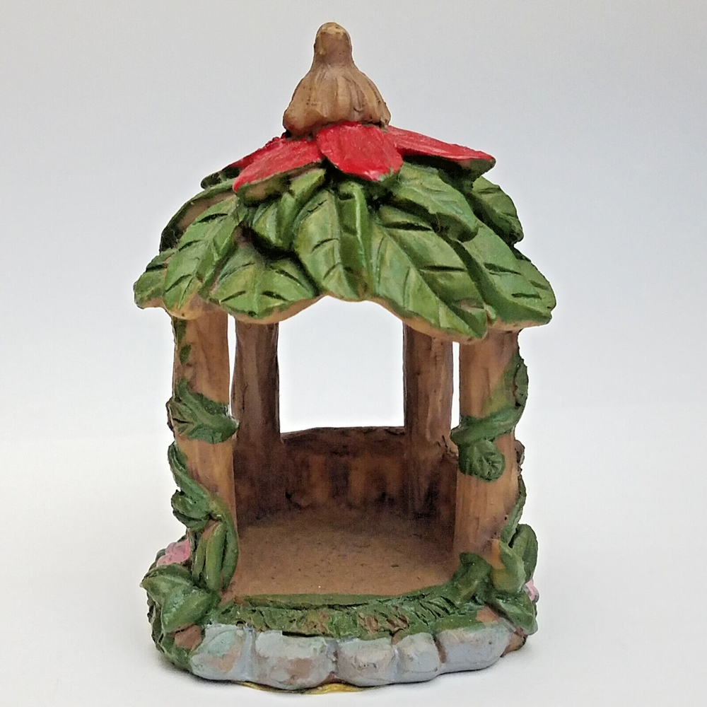 Greenbrier Fairy Garden Leaf Roof Wood Gazebo 3