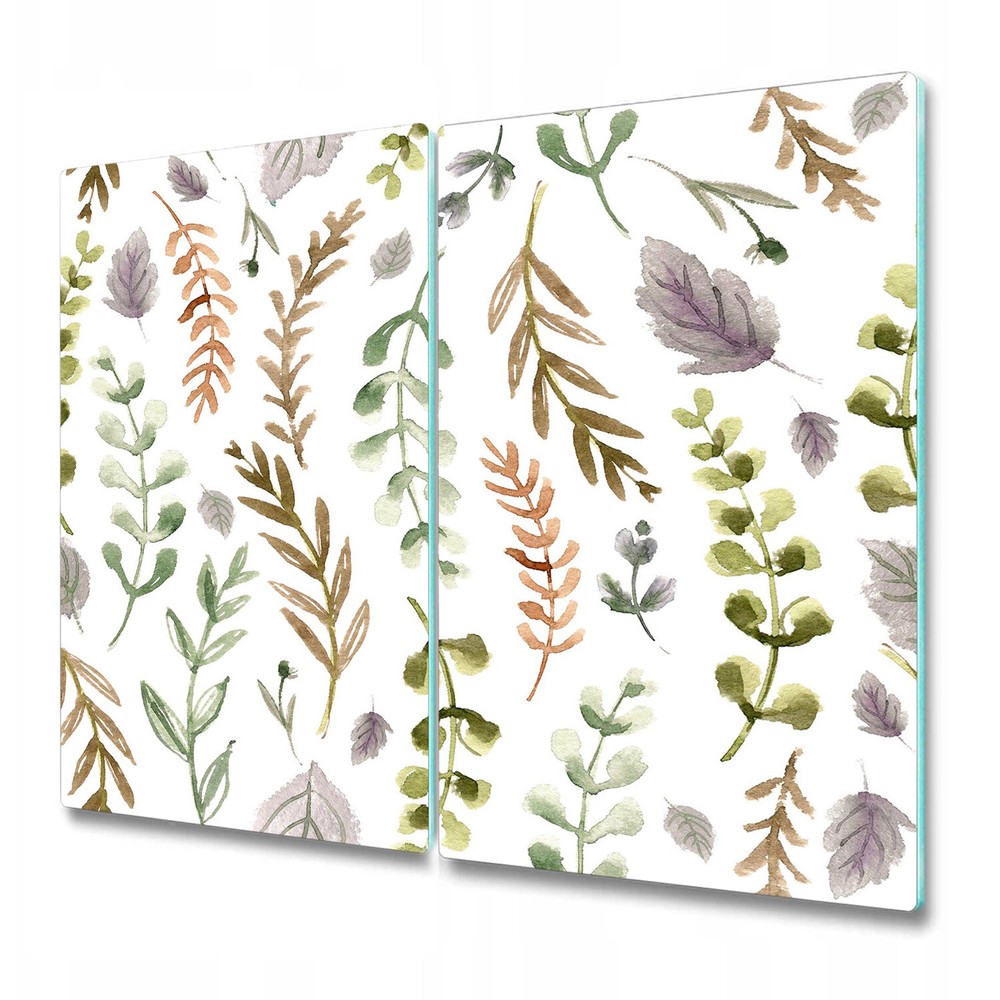 Tempered Glass Bread Board Worktop Saver Colourful leaves white 2x30x52