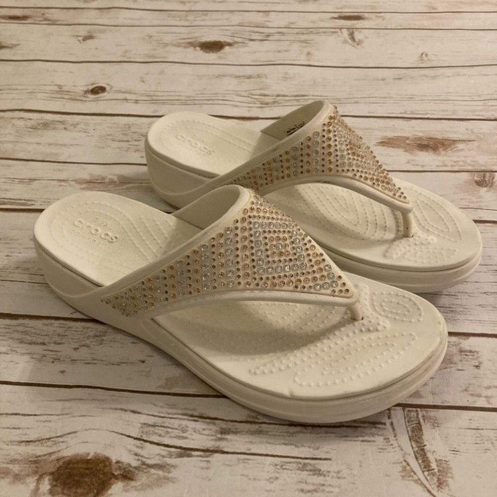 Crocs Monterey Shimmer Wedge Sandals Women's Size 10 Comfort & Style