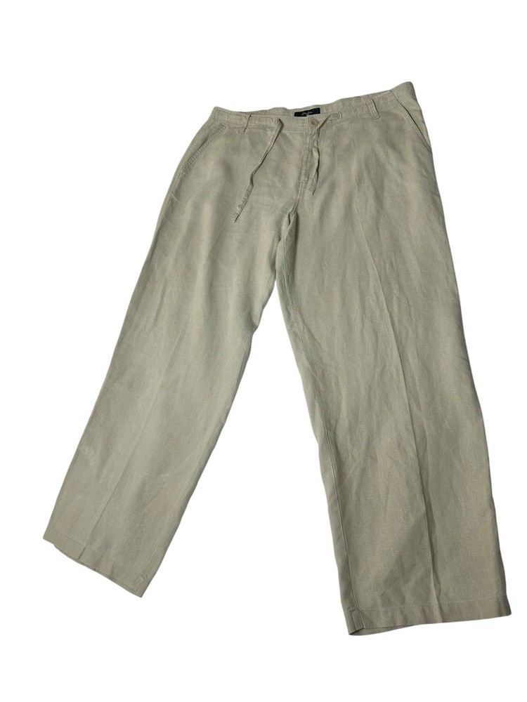 Sean John Linen Drawstring Pants for Men Size 40 Relaxed Fit Beach Resort Tan