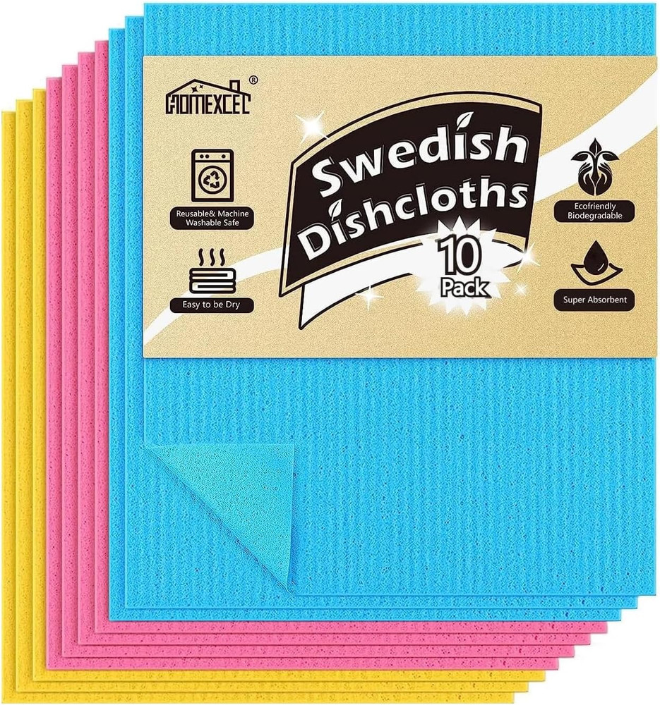 Swedish Dishcloths for Kitchen 10 Pack Sponge Dish Cloth for Counters  Washing