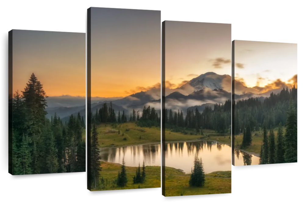 Majestic Sunset At Mount Rainer Wall Art