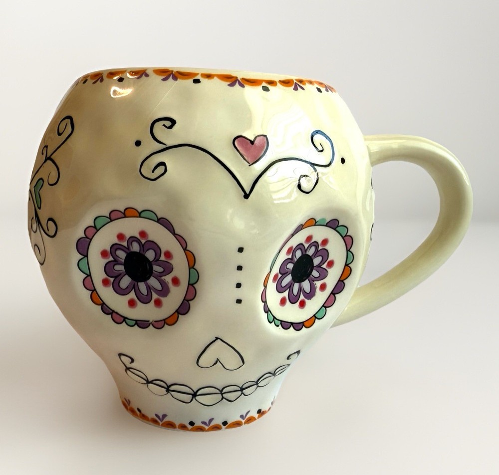 Sugar Skull Ceramic Coffee Tea Mug by Natural Life, Day Of The Dead