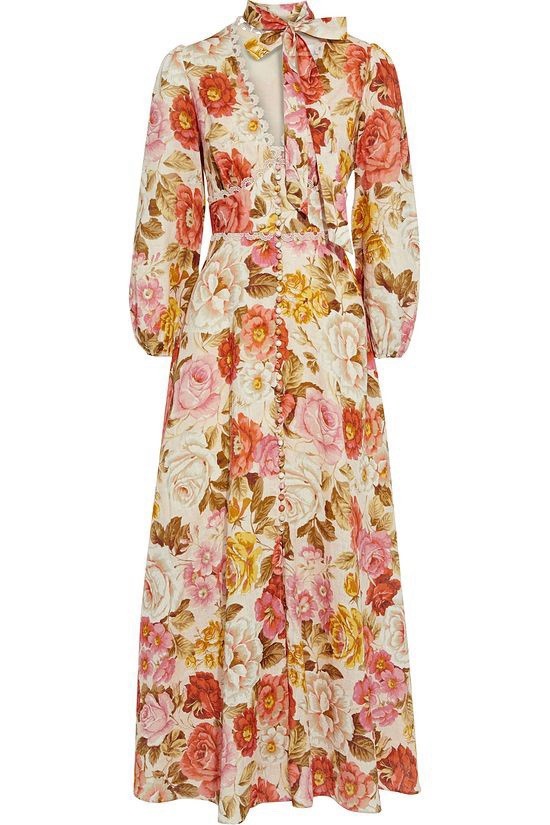 Zimmerman Bonita Floral Print Linen Maxi Dress Size 4 US - EUC