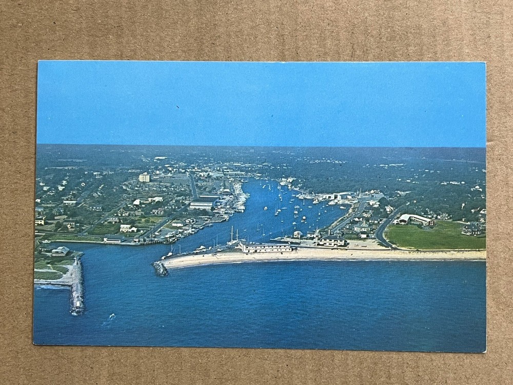 Postcard Falmouth Harbor, Cape Cod,  Massachusetts Aerial View Vintage PC
