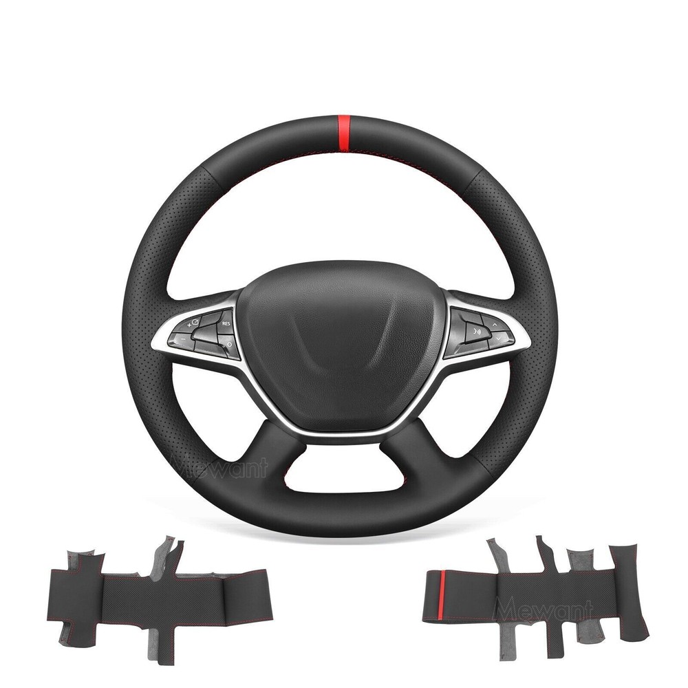 Non-Slip Black PU Leather Steering Wheel Cover for Dacia Duster Sandero 2017