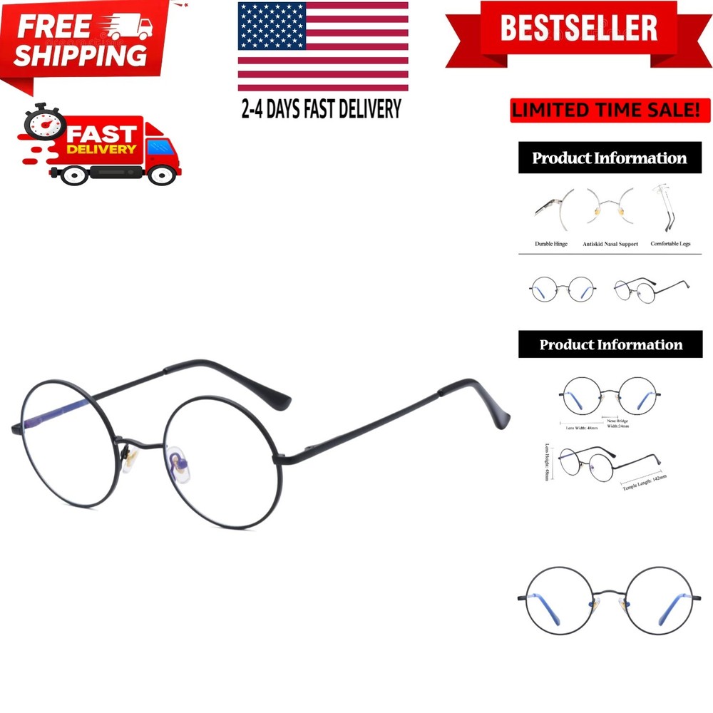 Round Blue Light Blocking Glasses for Men Women Classic Anti Blue Light Glass...