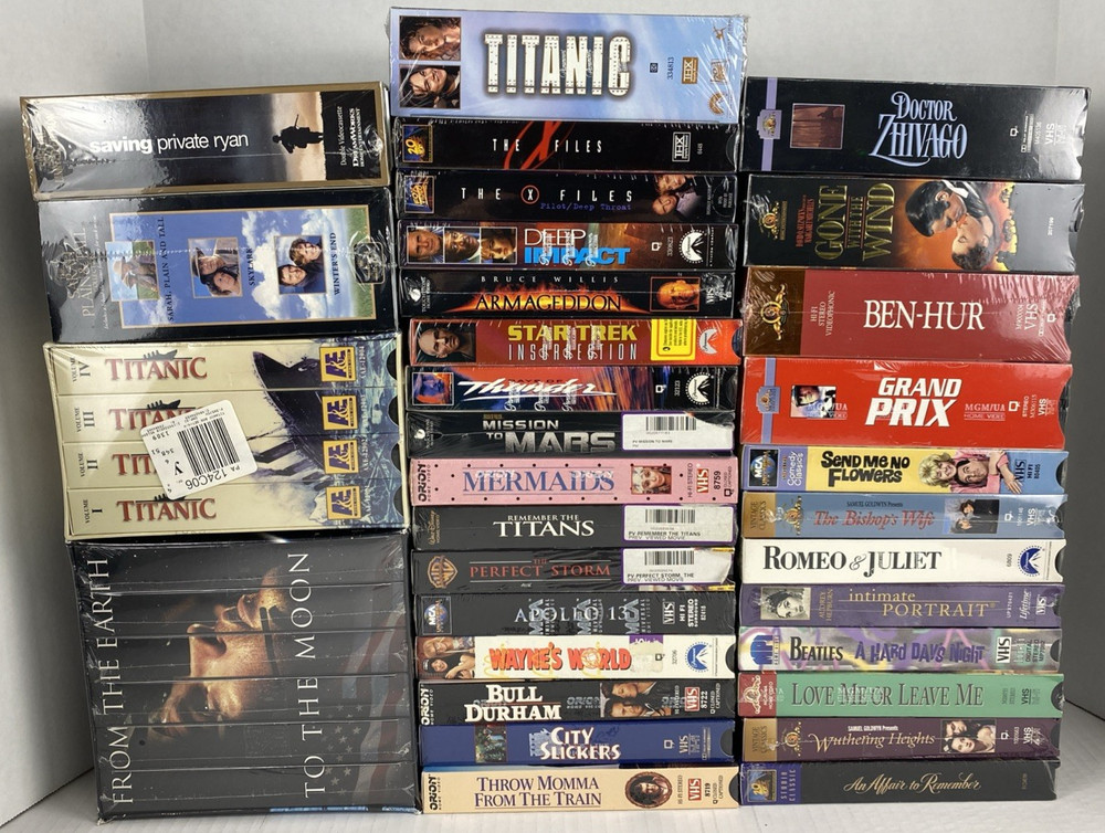 Brand New Sealed VHS Tapes Lot Of 33 Vintage Movies TV Shows Documentaries Mixed