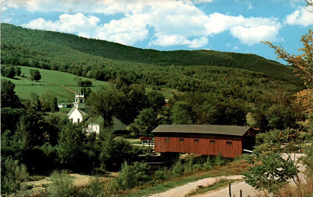VT 390, West Arlington, Vermont, Green Mountains, Battenkill River, Postcard