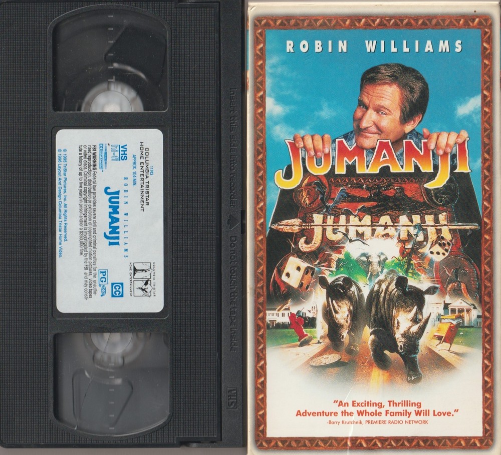Jumanji (VHS, 1996, Closed Captioned) Robin Williams, Kirsten Dunst, Bonnie Hunt