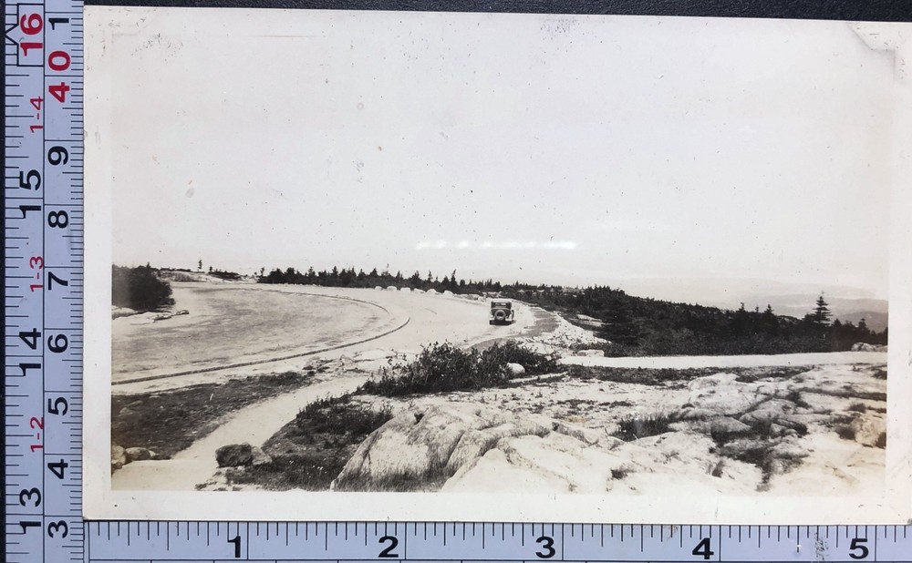 1933 Cadillac Mountain Acadia National Park Road Vintage BW Photo Snapshot-image