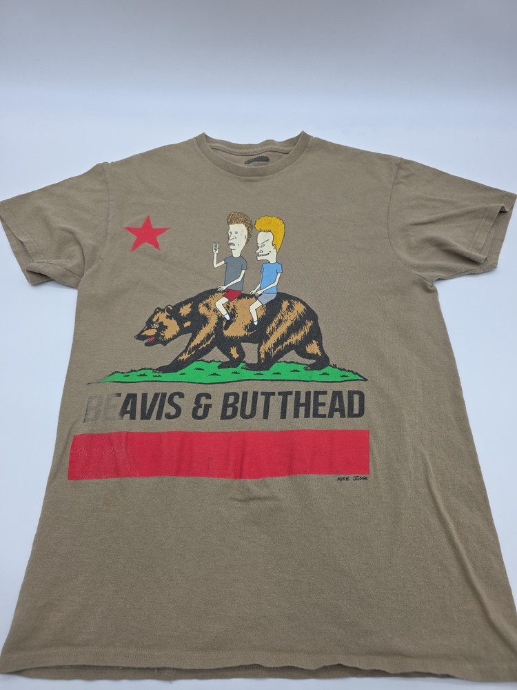 Beavis And Butthead T-Shirt Men Medium Brown Graphic Cotton Tee.#46269
