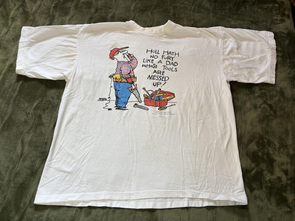 Shoebox Greetings Shirt Mens XL White Dad Tools Funny Graphic Tee Fathers Day