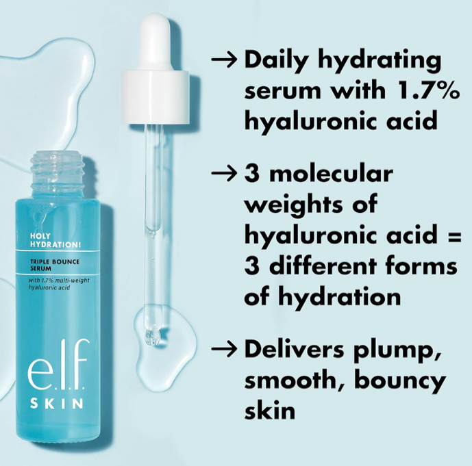 e.l.f. SKIN Holy Hydration Triple Bounce Serum with 1.7% Hyaluronic Acid 1 fl oz