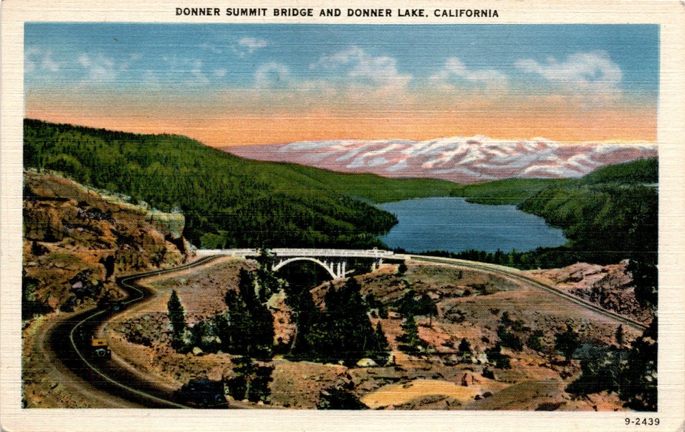 Donner Summit Bridge, Donner Lake, California, Nevada Photo Service, Postcard