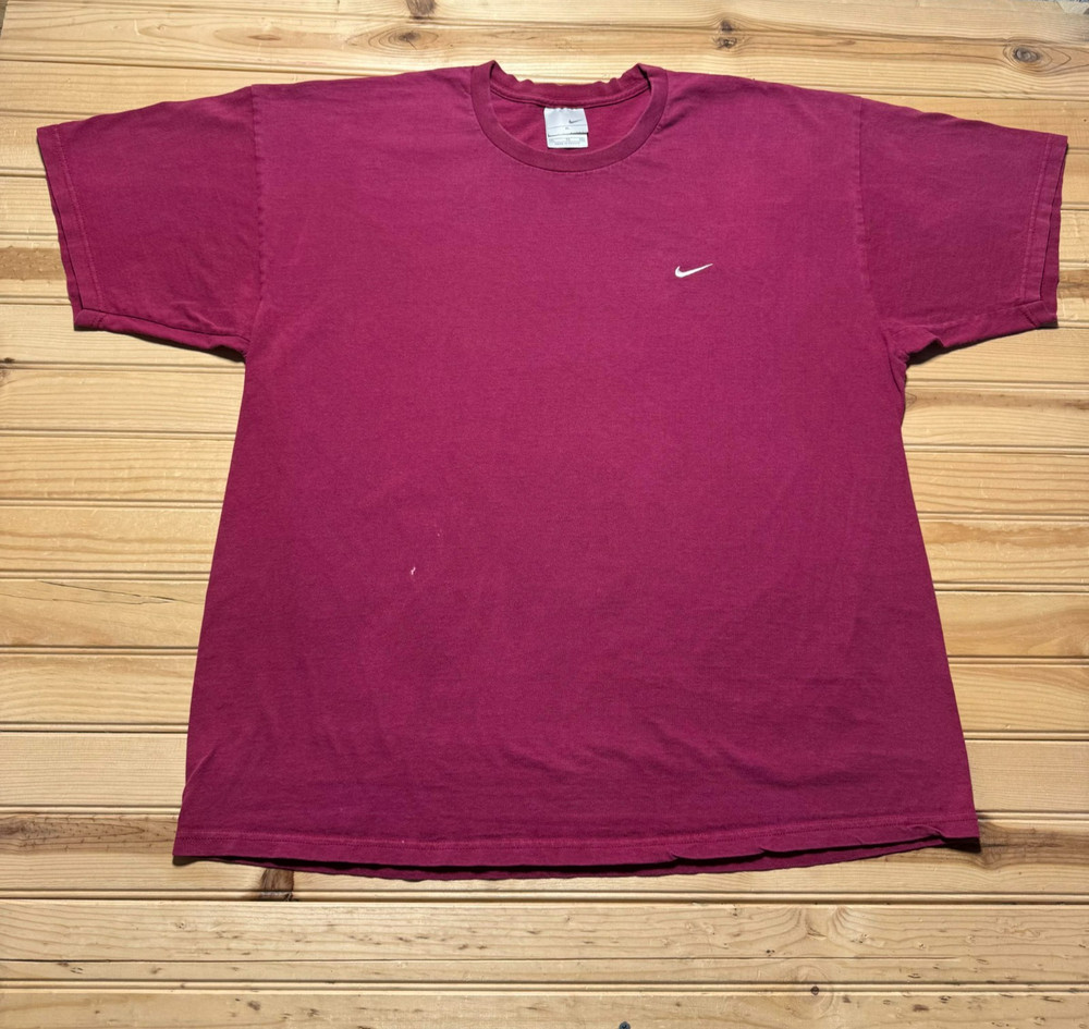 Vintage Y2K Nike Mini Swoosh Embroidered Blank Short Sleeve Crewneck Shirt - XL