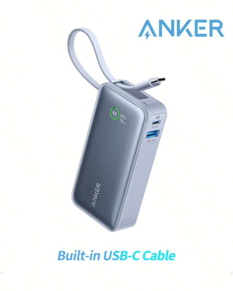 Anker Nano 10K Power Bank with Built-In USB-C Cable and PD Fast Charging