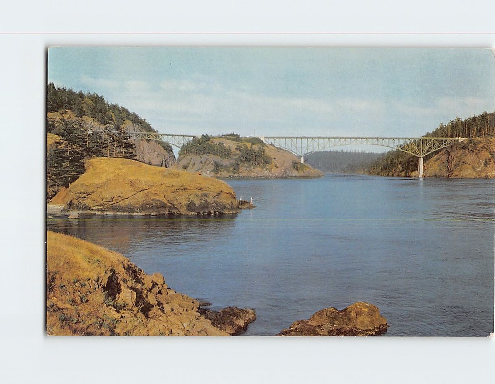 Postcard Deception Pass Bridge Puget Sound Washington USA