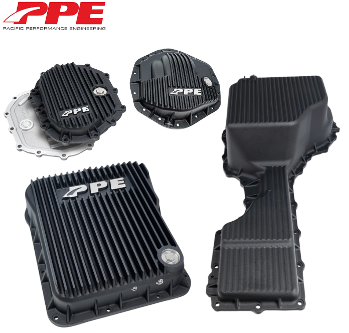 PPE Black Transmission/Oil Pan/Front & Rear Diff Cover For 17-19 GM 6.6L Duramax