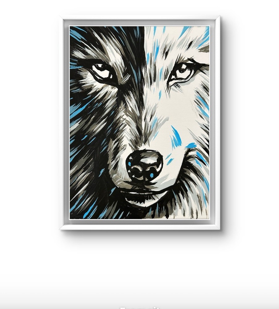 14x11 canvas Original Abstract Wolf Painting Modern Wall Art Home Decor Artwork